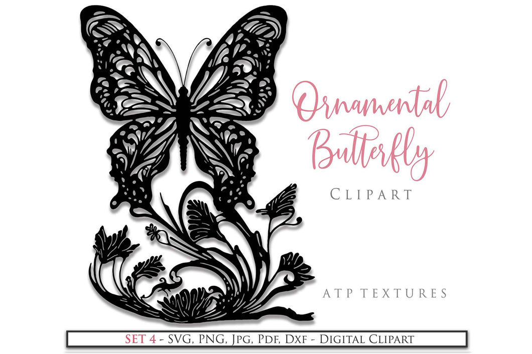 SVG / PNG Butterfly Silhouette - Clipart - Set 4