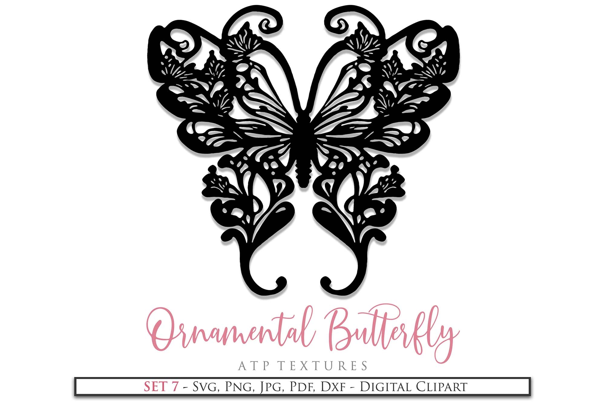 Ornamental Butterfly Clipart.Svg Clipart. Svg, Png Clipart for Cricut or Silhouette Cameo. Sublimation art.  Cut or Print. High resolution files.