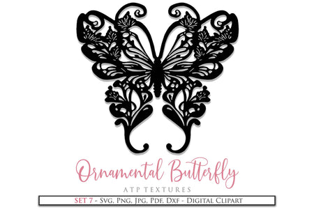 Ornamental Butterfly Clipart.Svg Clipart. Svg, Png Clipart for Cricut or Silhouette Cameo. Sublimation art.  Cut or Print. High resolution files.