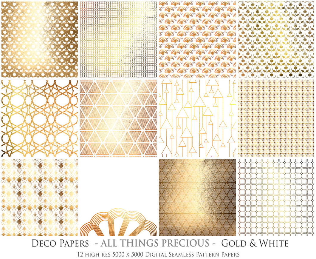 ART DECO - GOLD & WHITE Digital Papers Set 7 - Free Download