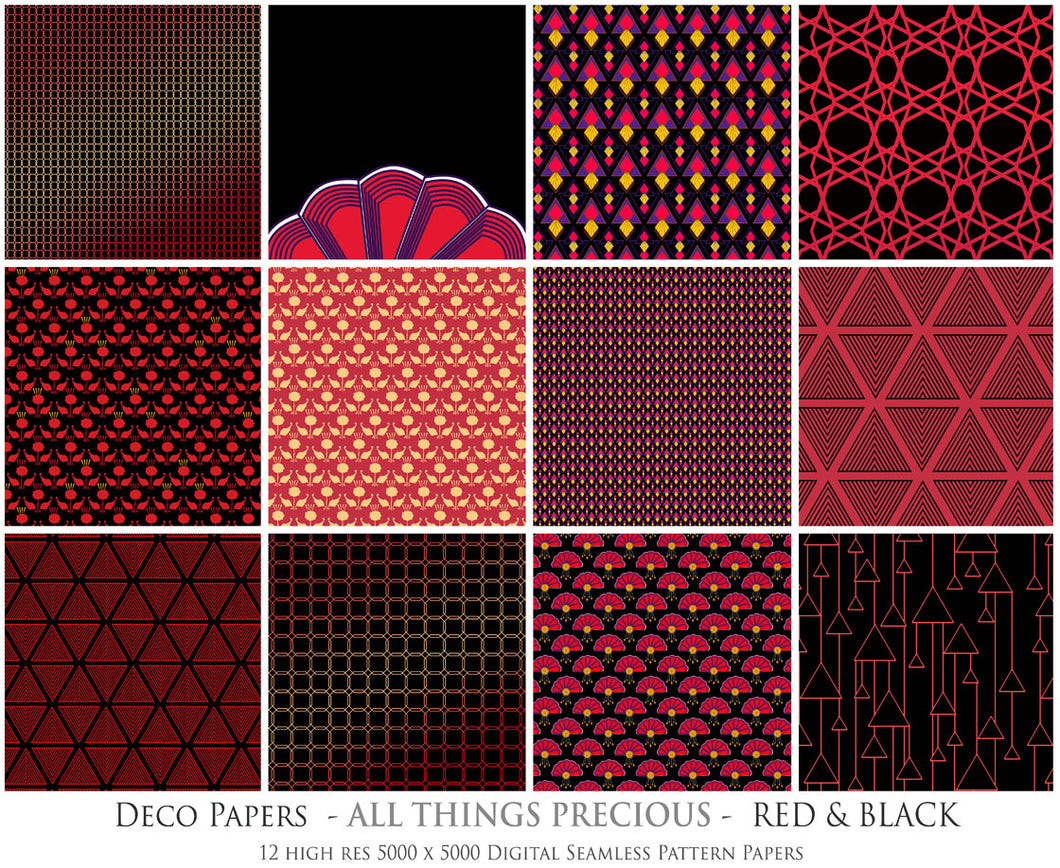 ART DECO - RED & BLACK Digital Papers Set 5 - Free Download