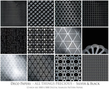 Load image into Gallery viewer, ART DECO - BLACK &amp; SILVER Digital Papers Set 3 - Free Download
