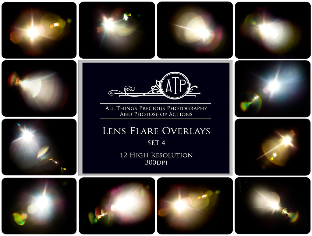 Lens flare, Sun flare overlays for photography, sunlight, light beams for summer sunshine photos. Photoshop, Digital scrapbooking. Transparent, high resolution files for photographers. PNG overlays for fantasy digital art, Child portraiture. Digital download. Graphic effects. ATP Textures