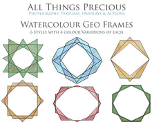 Load image into Gallery viewer, 30 PNG WATERCOLOUR / BLACK Geo Frames - Clipart - FREE DOWNLOAD
