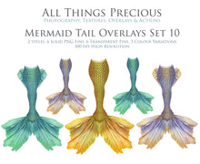 Load image into Gallery viewer, MERMAID TAILS Set 10 - Digital Overlays

