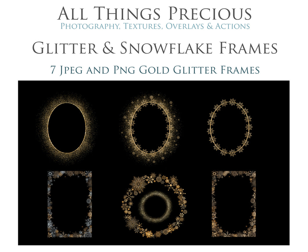 GOLD SNOWFLAKE & GLITTER FRAMES - Clipart