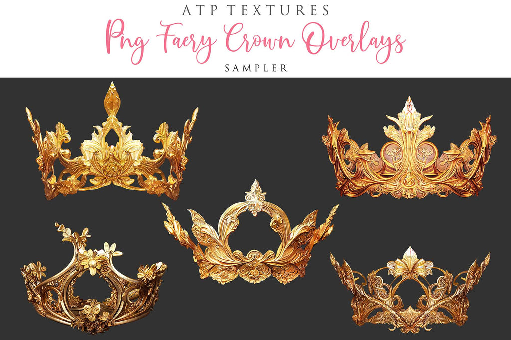 High Resolution Overlays for Photographers, Digital Art and Scrapbooking.Gorgeous clipart Faery Crowns! Created in AI and altered in photoshop. In high resolution, perfect for your next edit or project! Png graphic photography assets. Sublimation art. ATP Textures