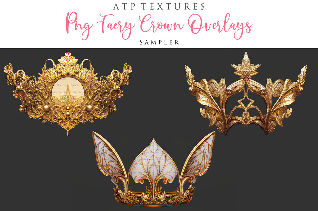 High Resolution Overlays for Photographers, Digital Art and Scrapbooking.Gorgeous clipart Faery Crowns! Created in AI and altered in photoshop. In high resolution, perfect for your next edit or project! Png graphic photography assets. Sublimation art. ATP Textures