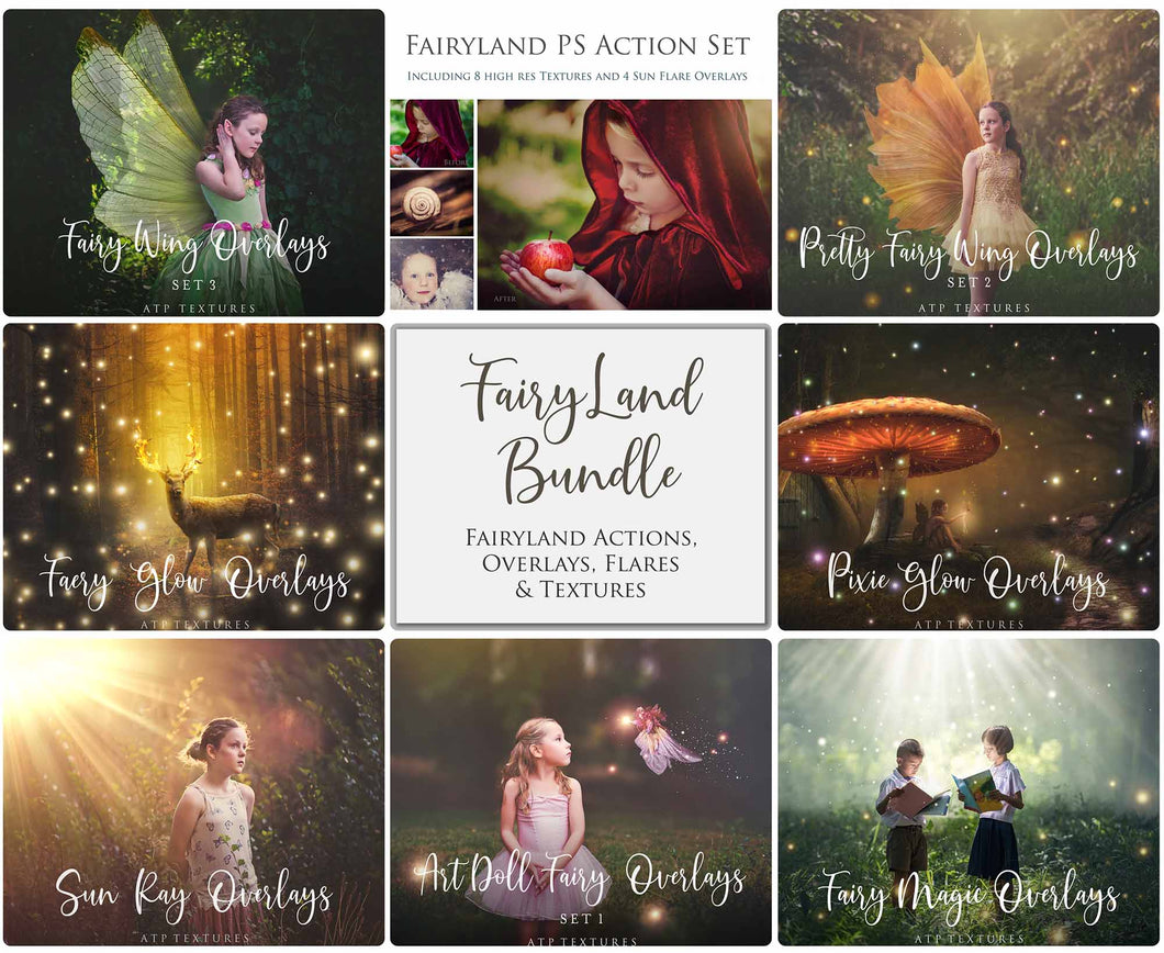 BUNDLE - FAIRY WING & Digital Overlays with Photoshop ACTIONS