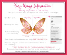 Load image into Gallery viewer, Fairy wings, Png overlays for photoshop. Photography editing. High resolution, 300dpi fairy wings. Overlays for photography. Digital stock and resources. Graphic design. Fairy Photos. Colourful Fairy wings. Faerie Wings.
