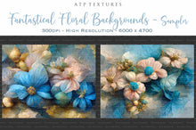 Load image into Gallery viewer, AI Digital - 12 FANTASTICAL FLORAL BACKGROUNDS - Set 3 - BLUE
