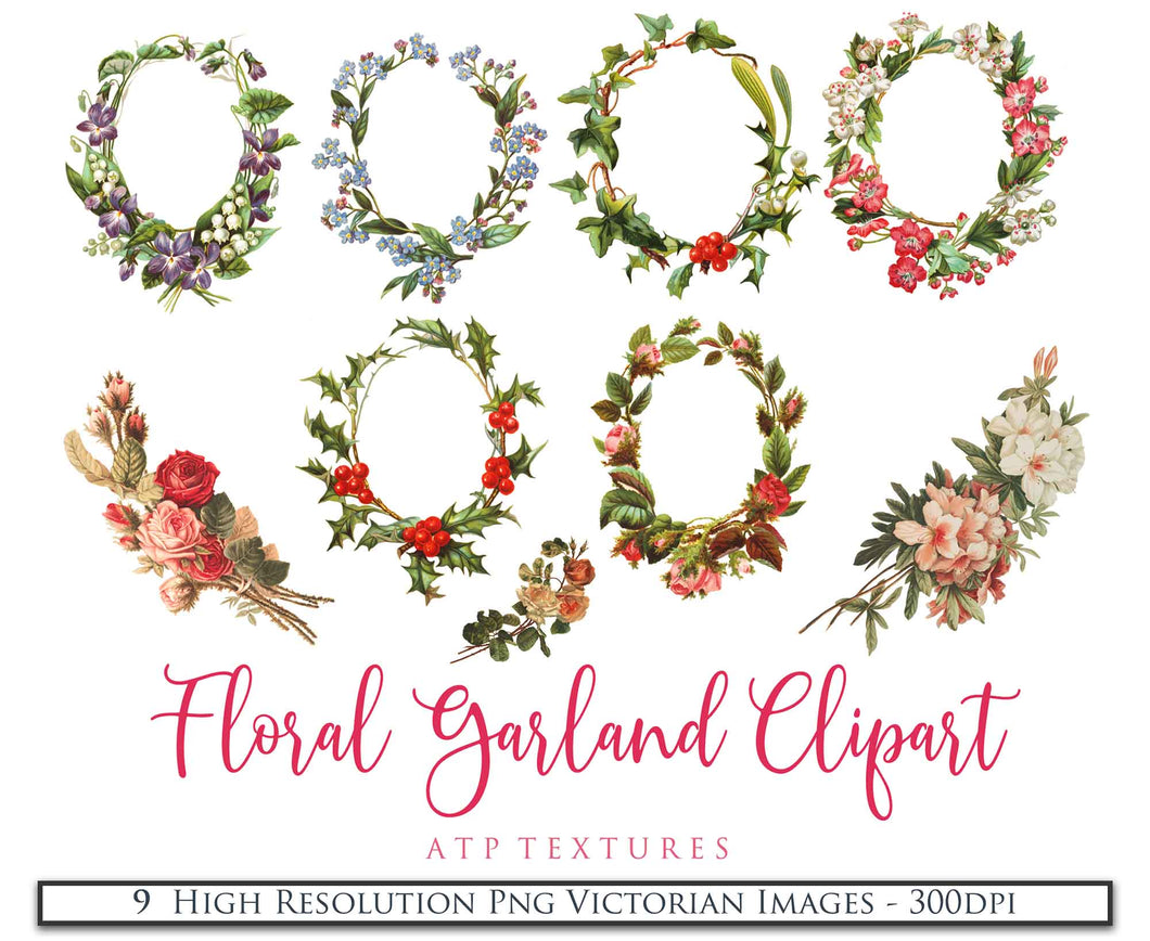 VINTAGE FLORAL GARLAND - Clipart