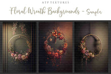 Load image into Gallery viewer, 12 FLORAL WREATH Digital backgrounds - Set 1
