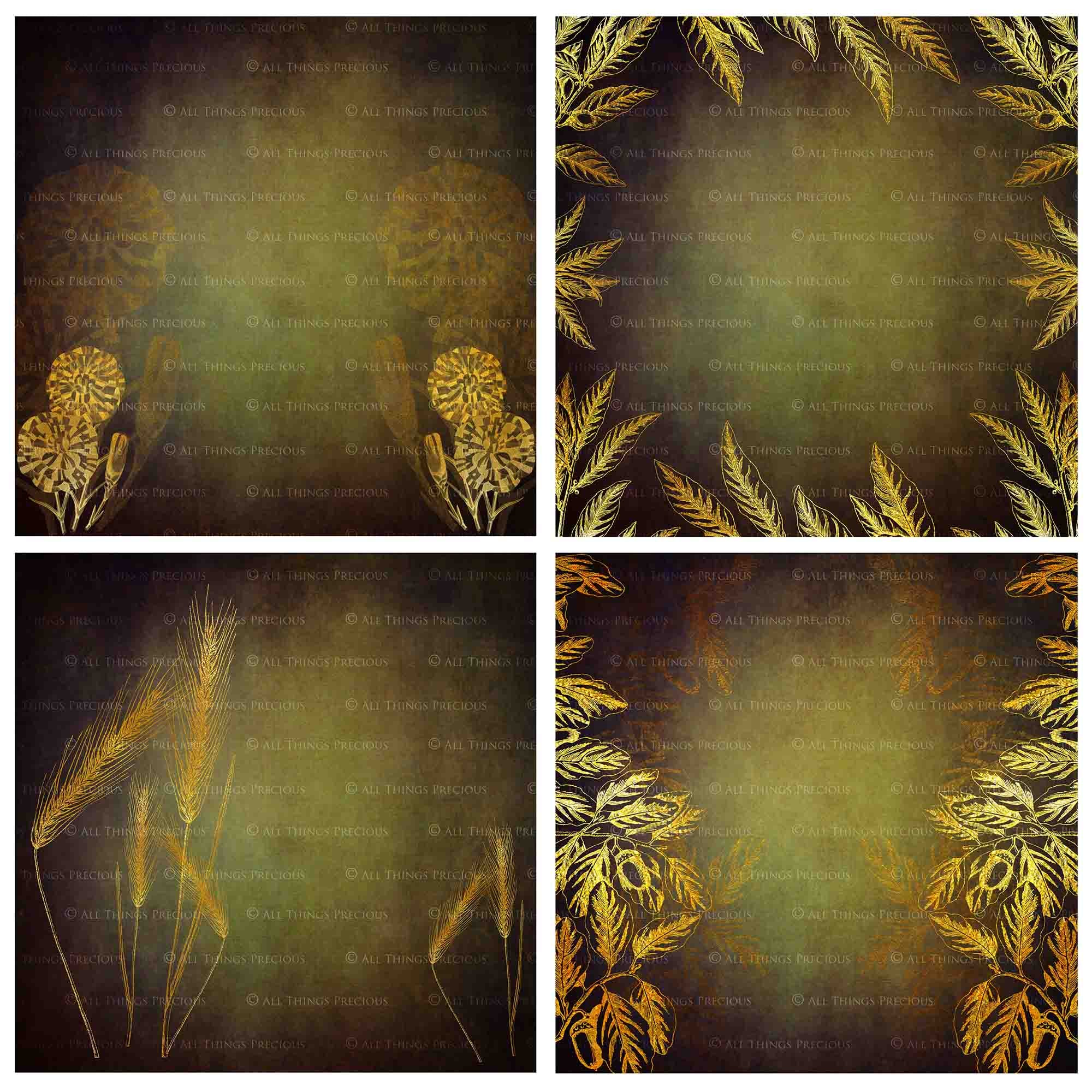 GOLD FOLIAGE - Dark Yellow - Digital Papers