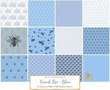 Load image into Gallery viewer, FRENCH BEE Digital Papers - BLUE
