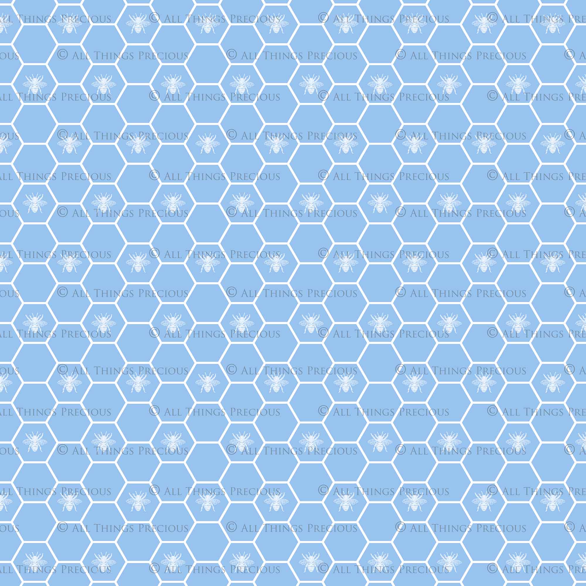 FRENCH BEE Digital Papers - BLUE