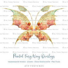 Load image into Gallery viewer, 30 Png PAINTED FAIRY WING Overlays Set 2
