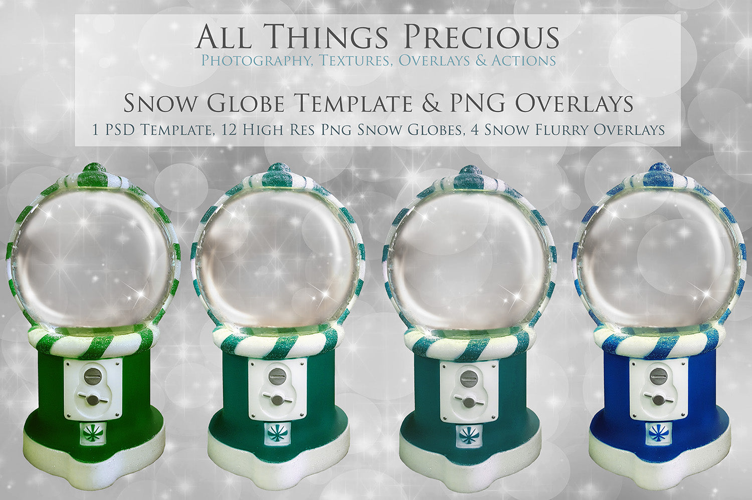 SNOW GLOBE Png Digital Overlays and PSD Template No.17