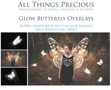 Load image into Gallery viewer, Glow Butterflies with Sparkles - Digital Overlays
