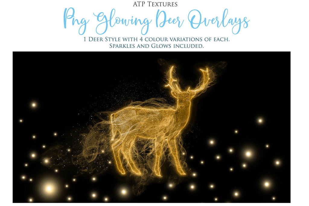 Overlays. Png deer style with 4 colour variations. A total of 16 png overlays. 1 PSD template and Video tutorial. ATP Textures. Graphic Assets and digital art design for Photographers. ATP Textures.