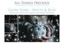 Load image into Gallery viewer, GLOWING STARS - WHITE &amp; BLUE - Digital Overlays
