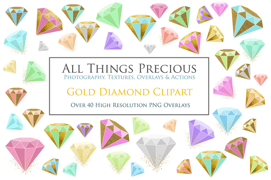 GOLD & COLOUR DIAMONDS - Clipart FREE DOWNLOAD