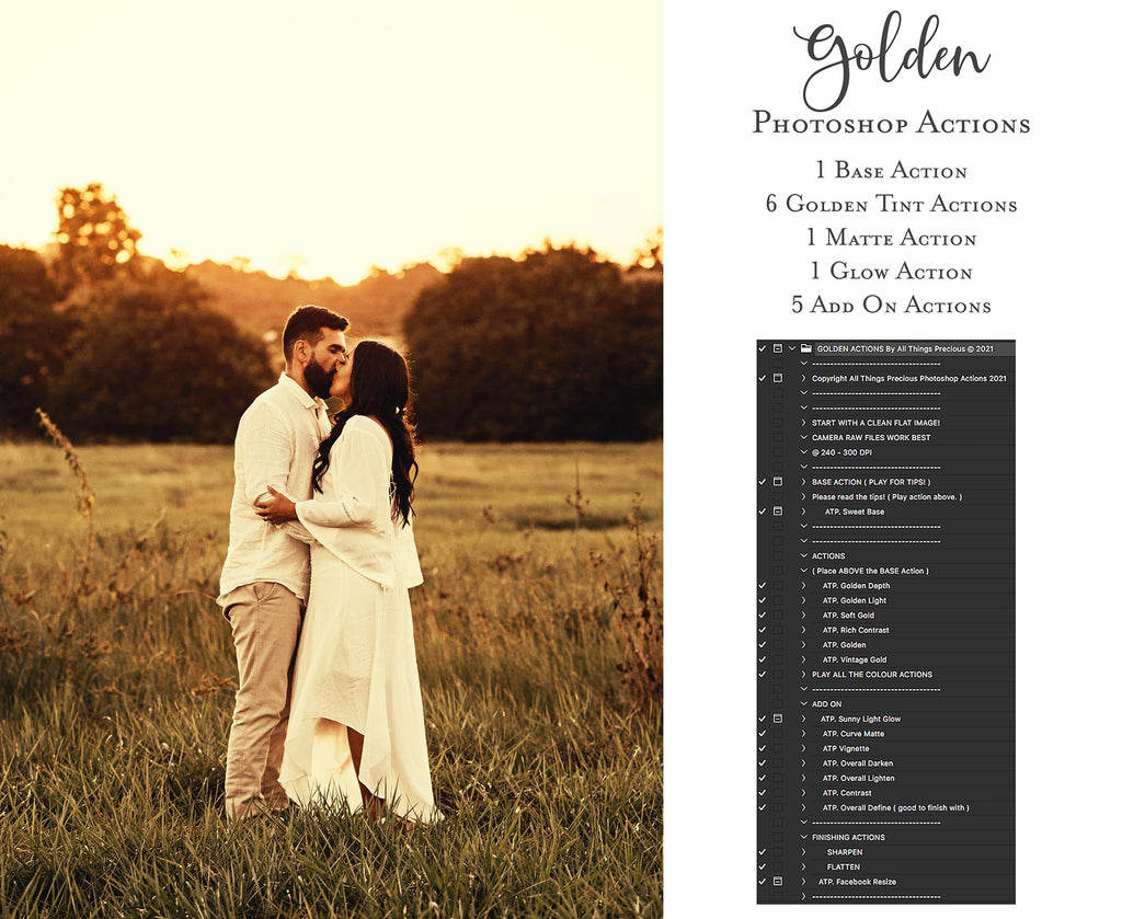 Photoshop Actions for Photography Edits. PS atn files are compatible with all versions of PS CS6. Photoshop Actions for professional photographers, photo edits and Instagram influencers. Warm, Rich, Light, Matte. For Wedding, Newborn, Studio Photography. By ATP Textures