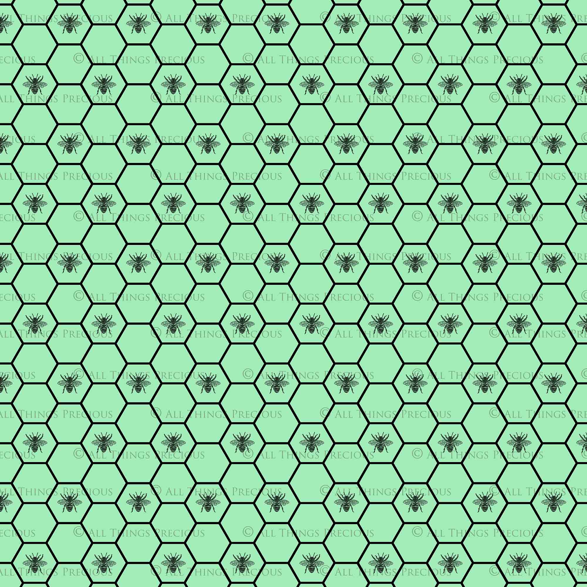 FRENCH BEE Digital Papers - GREEN