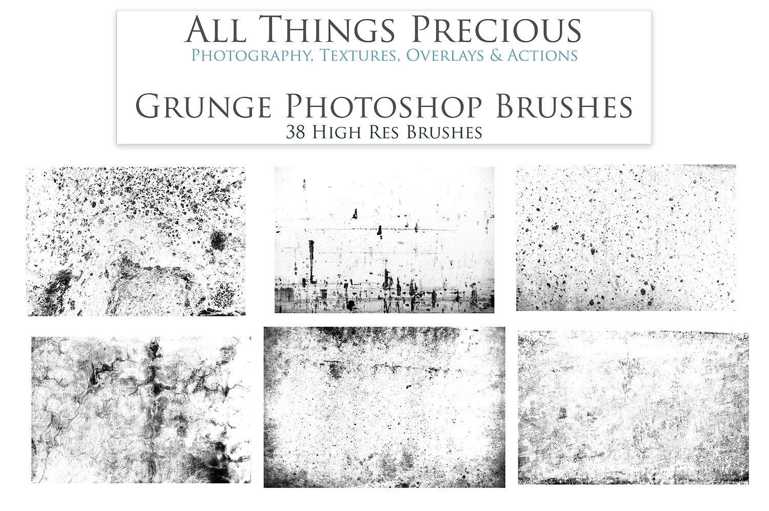 High Resolution Grunge and Grit Photoshop brushes for photography and digital design.  Digital Stamps for scrapbooking, photography and graphic design. Assets and Add ons. High resolution digital files.  ATP Textures 