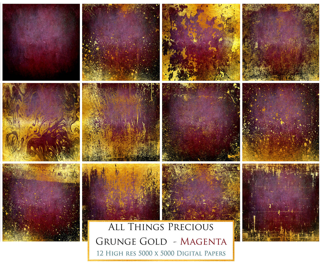 GRUNGE GOLD - MAGENTA Digital Papers