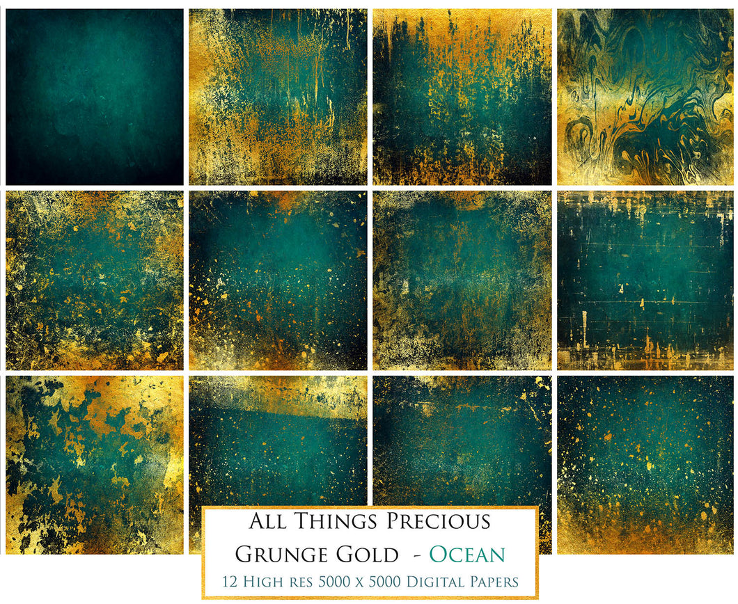 GRUNGE GOLD - OCEAN Digital Papers