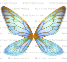 Load image into Gallery viewer, Digital Overlays for Photographers, Graphic design, scrapbooking and creatives.. Fairy Wings. High resolution, fine art digital assets for creating fantasy art.  Png overlay with transparent background. Magical Edit. Png Photo editing art assets.
