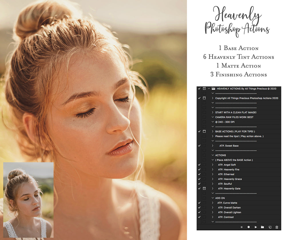 Photoshop Actions for Photography Edits. PS atn files are compatible with all versions of PS CS6. Photoshop Actions for professional photographers, photo edits and Instagram influencers. Warm, Rich, Light, Matte. For Wedding, Newborn, Studio Photography. By ATP Textures