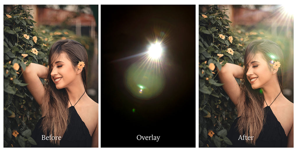 Lens flare, Sun flare overlays for photography, sunlight, light beams for summer sunshine photos. Photoshop, Digital scrapbooking. Transparent, high resolution files for photographers. Glowing overlays for fantasy digital art, Child portraiture. Digital download. Graphic effects. ATP Textures