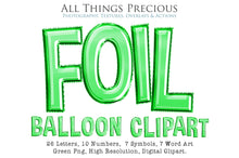 Load image into Gallery viewer, FOIL BALLOON LETTERS Clipart - GREEN - FREE DOWNLOAD
