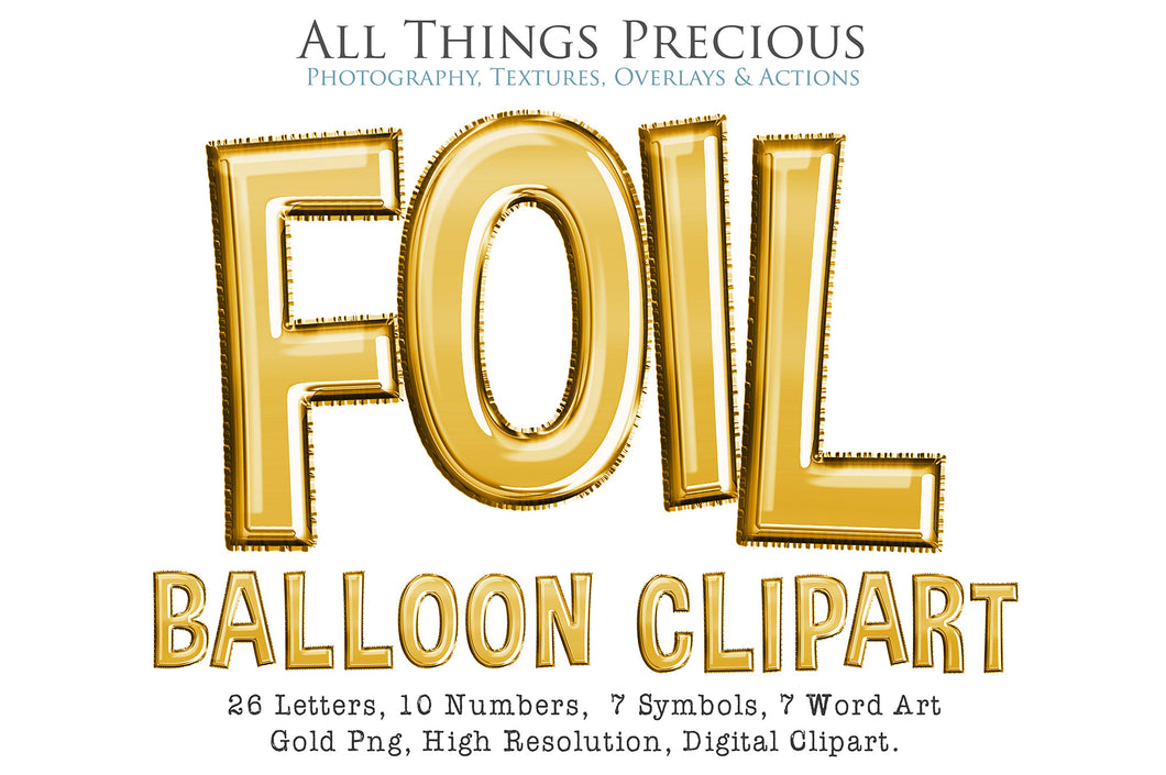 FOIL BALLOON LETTERS Clipart - GOLD - FREE DOWNLOAD