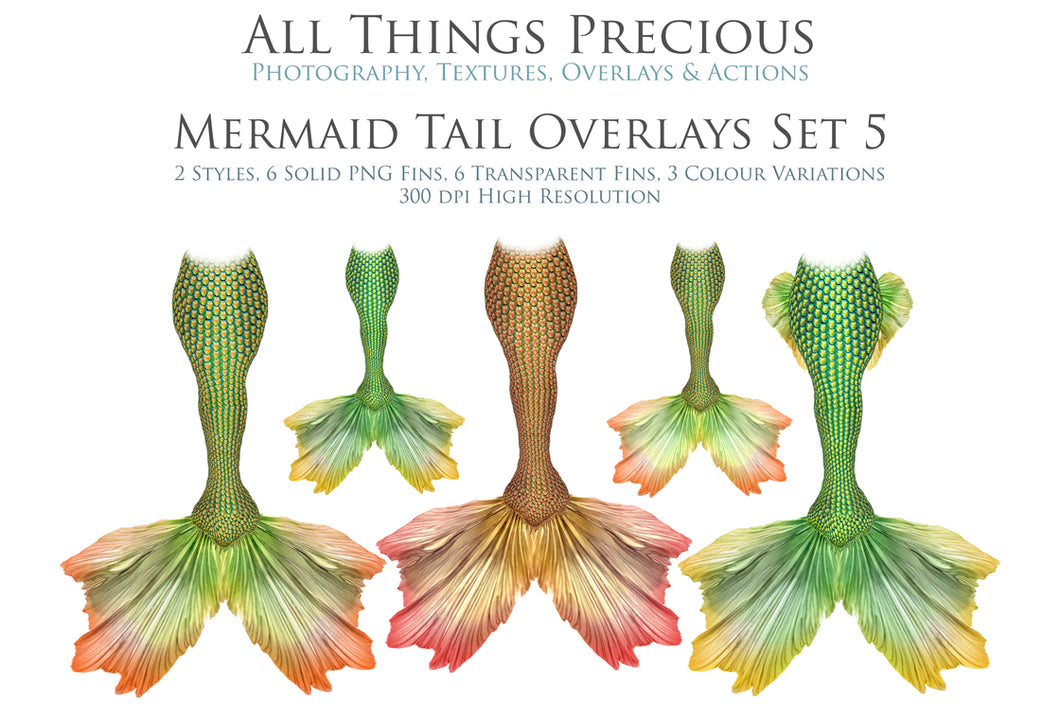 MERMAID TAILS Set 5 - Digital Overlays