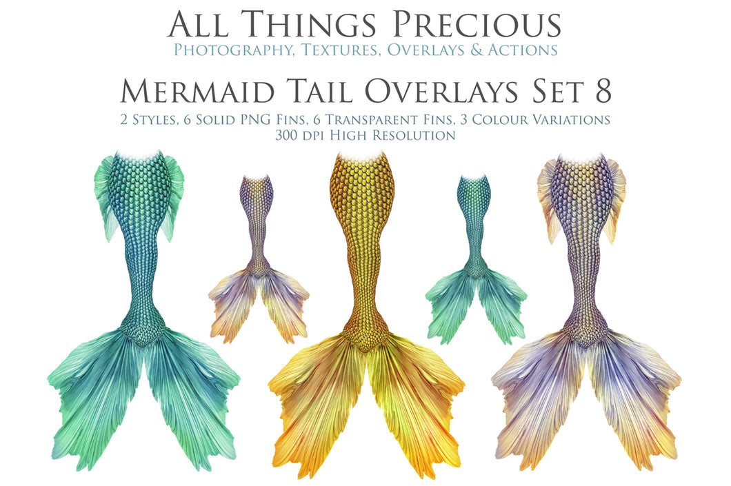 MERMAID TAILS Set 8 - Digital Overlays