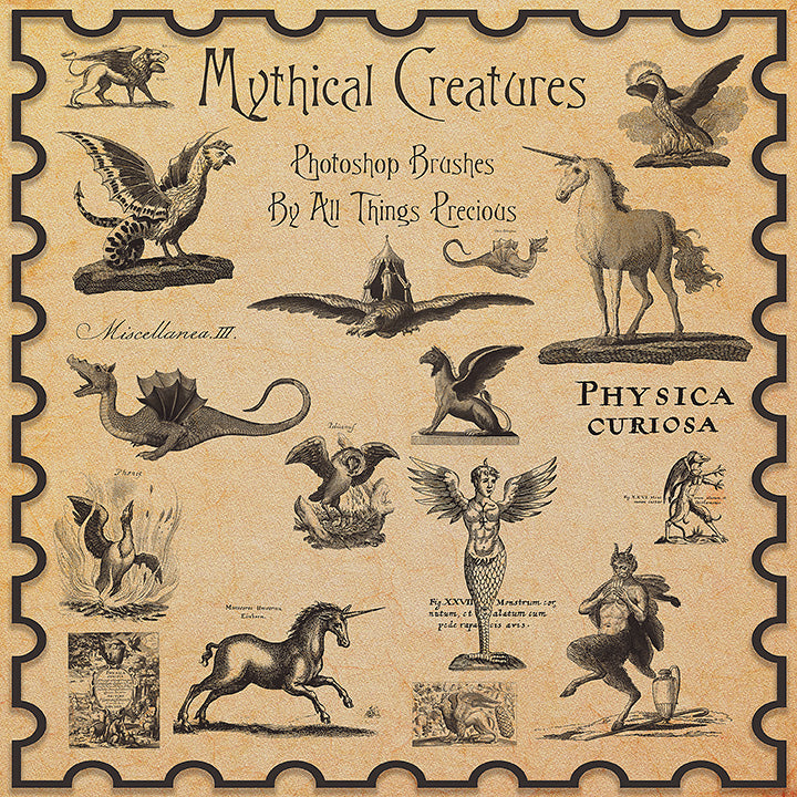 PHOTOSHOP BRUSHES - Vintage Mythical Creatures - FREE DOWNLOAD