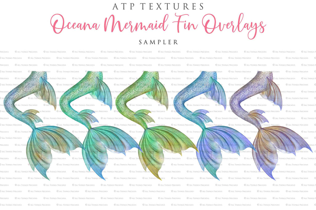 Png transparent Mermaid Tail fin overlays in colourful tints. By ATP Textures Ocean undersea digital backgrounds.