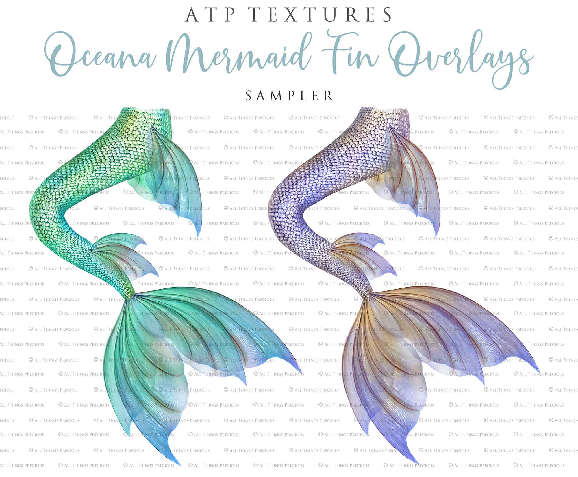 Png transparent Mermaid Tail fin overlays in colourful tints. By ATP Textures Ocean undersea digital backgrounds.