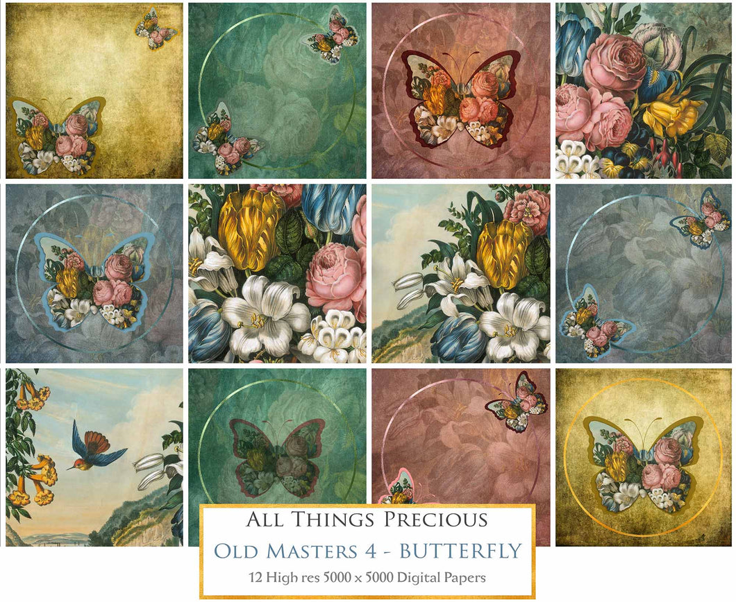 OLD MASTERS BUTTERFLY Set 4 - Digital Papers