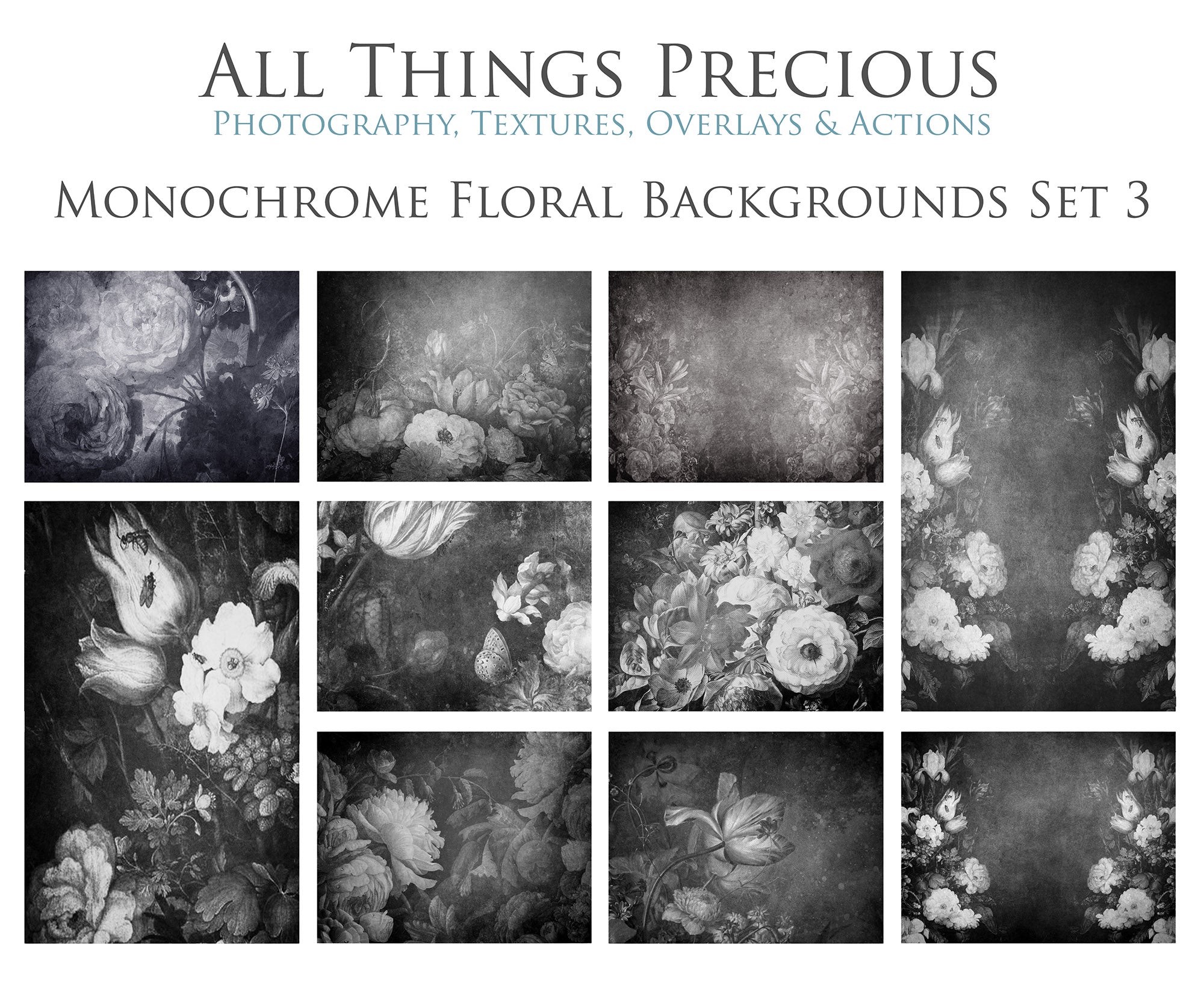 Old Masters floral Backgrounds. Digital Backdrop Fine art texture for photographers. Photo Overlays. Antique, Old World, Grunge, Abstract wall decor bundle. Textured Background. Printable backdrop, Colour Flower Print Bundle. High resolution, 300dpi Graphic Assets for photography, scrapbooking, design. By ATP Textures
