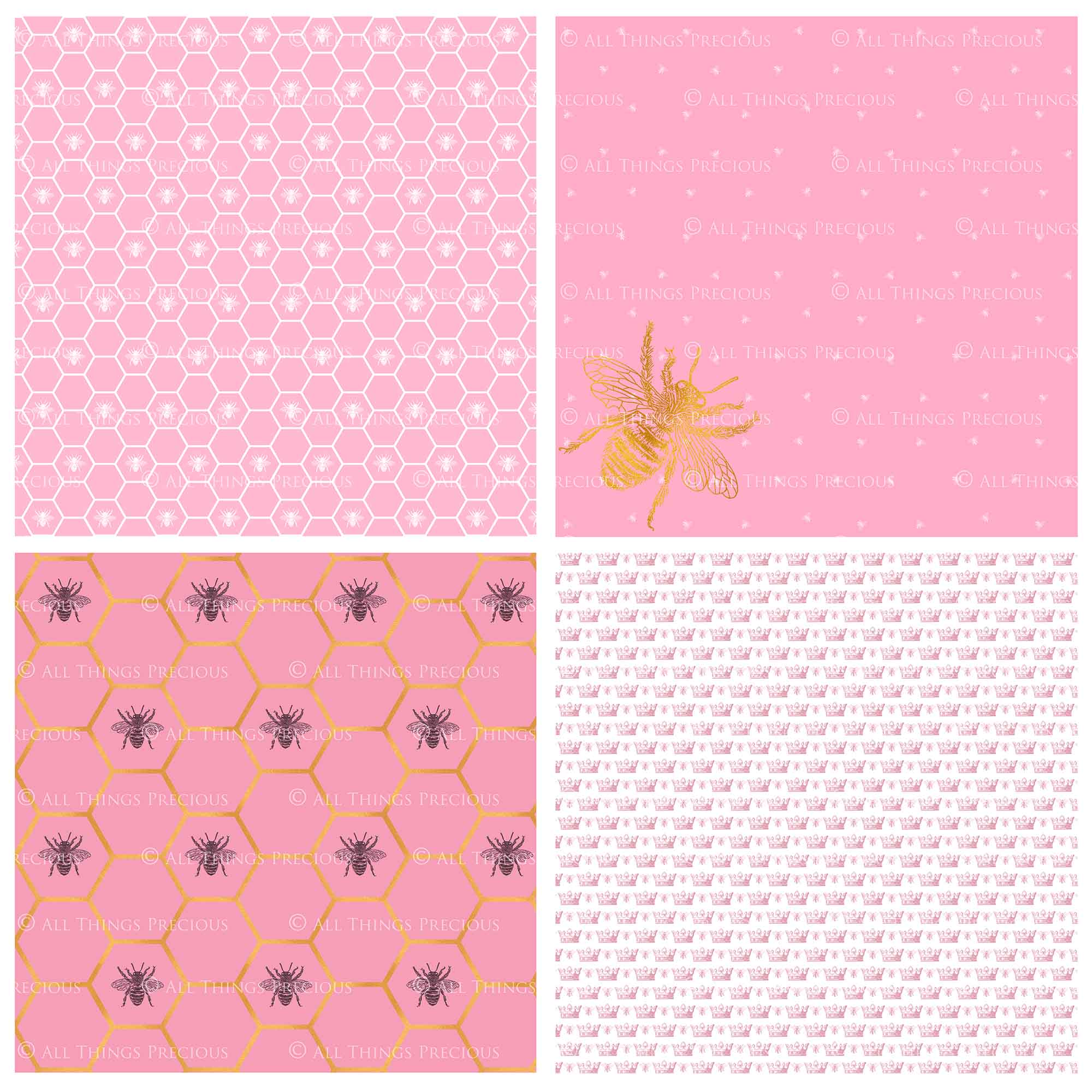 FRENCH BEE Digital Papers - PINK