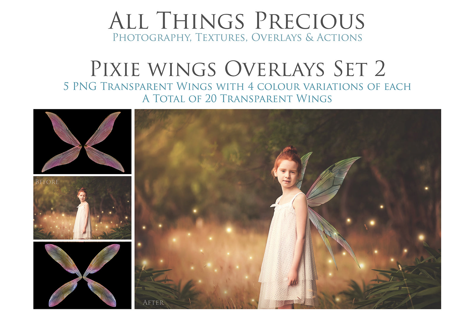 Digital Overlays for Photographers, Graphic design, scrapbooking and creatives.. Fairy Wings. High resolution, fine art digital assets for creating fantasy art.  Png overlay with transparent background. Magical Edit. Png Photo editing art assets.