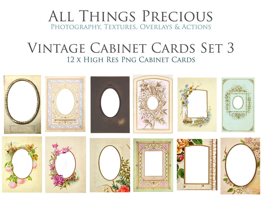 VINTAGE CABINET CARDS Set 3 - Clipart Frames