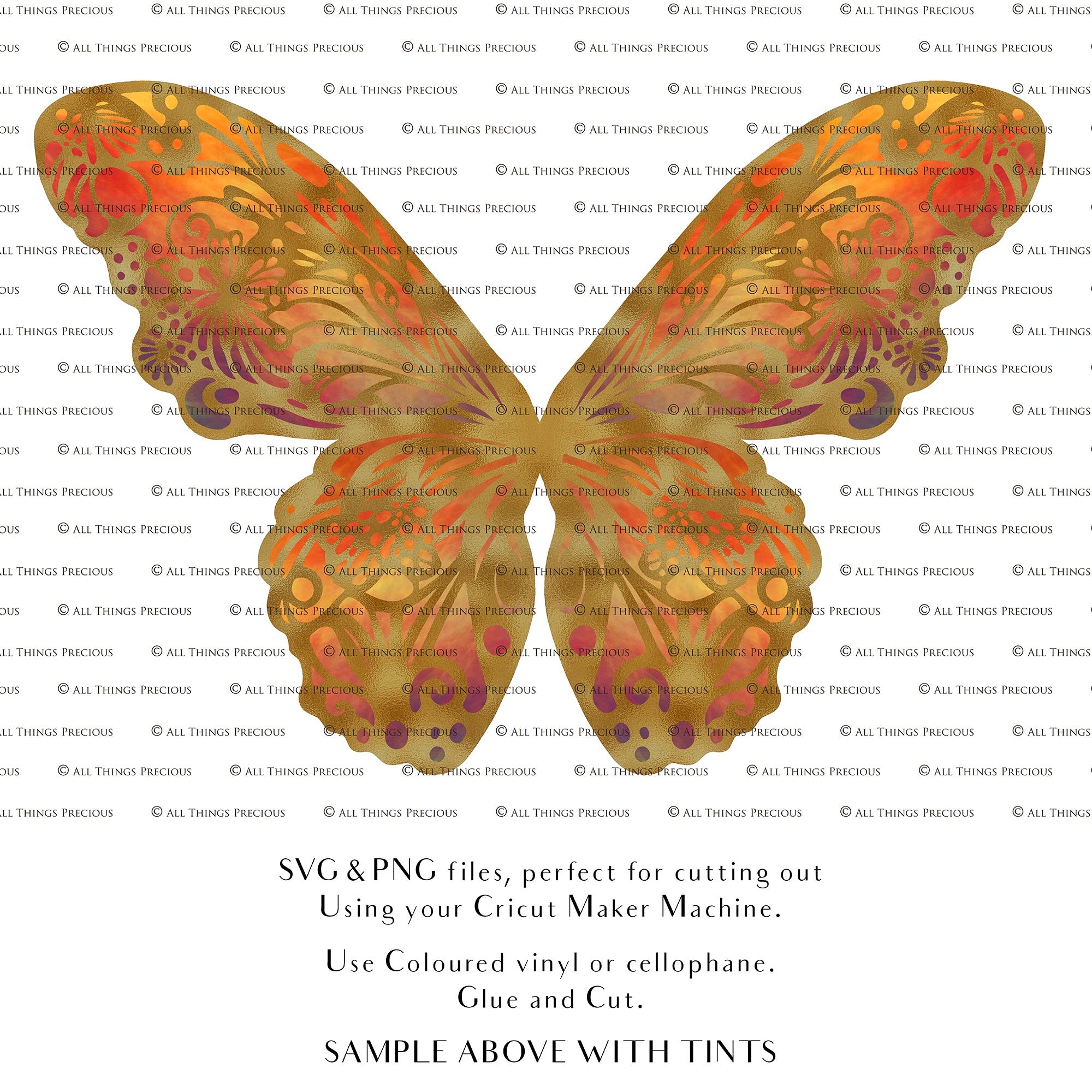 SVG & PNG Fairy Wing files for Cricut or Silhouette Cameo Cutting Machine. To create wearable fairy wings, in adult or children sizes.  Use this graphic design for Halloween Costumes, Fantasy or Cosplay or photography. Use as prints in weddings, engagements or baby shower invitations. for you to cut and assemble. 