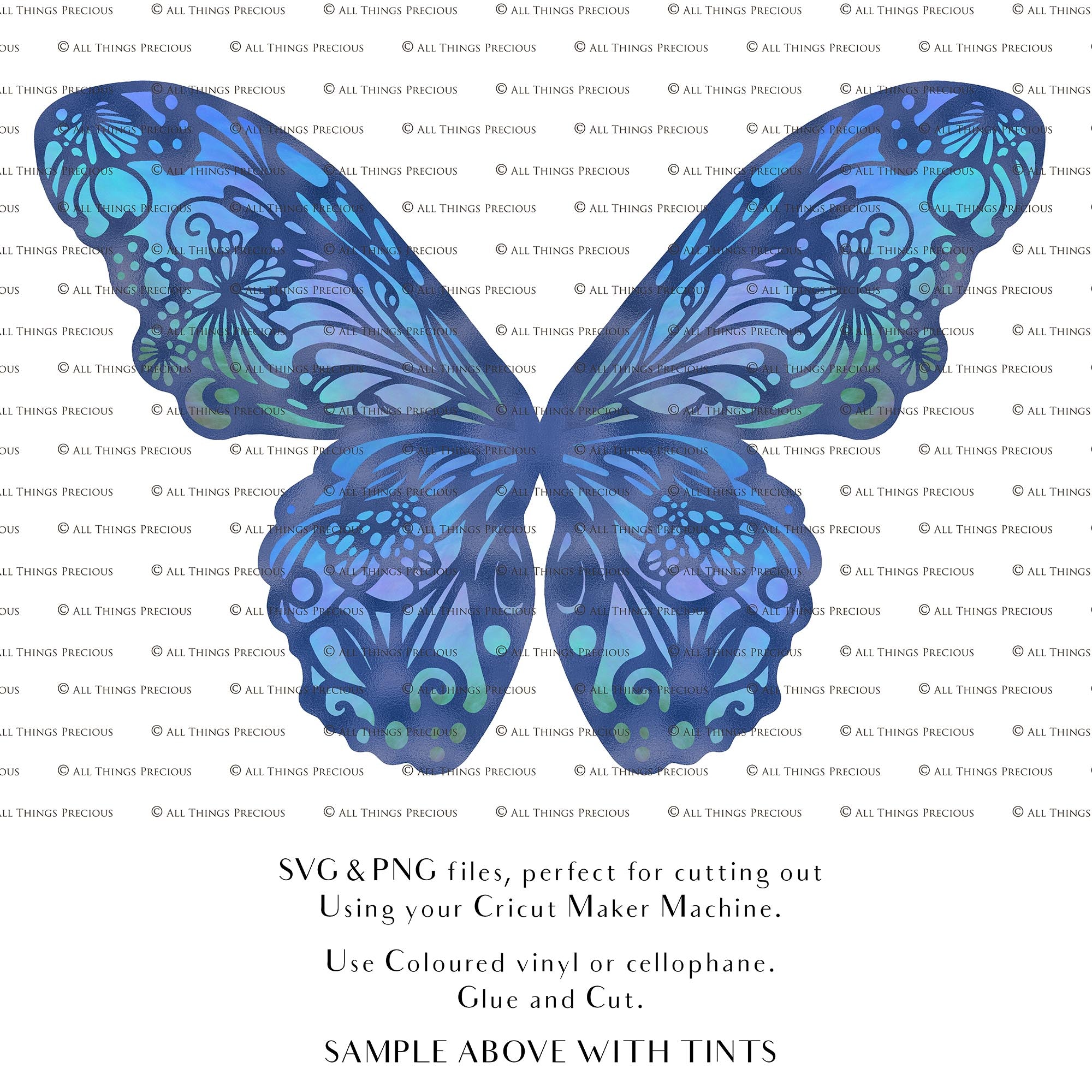 SVG & PNG Fairy Wing files for Cricut or Silhouette Cameo Cutting Machine. To create wearable fairy wings, in adult or children sizes.  Use this graphic design for Halloween Costumes, Fantasy or Cosplay or photography. Use as prints in weddings, engagements or baby shower invitations. for you to cut and assemble. 