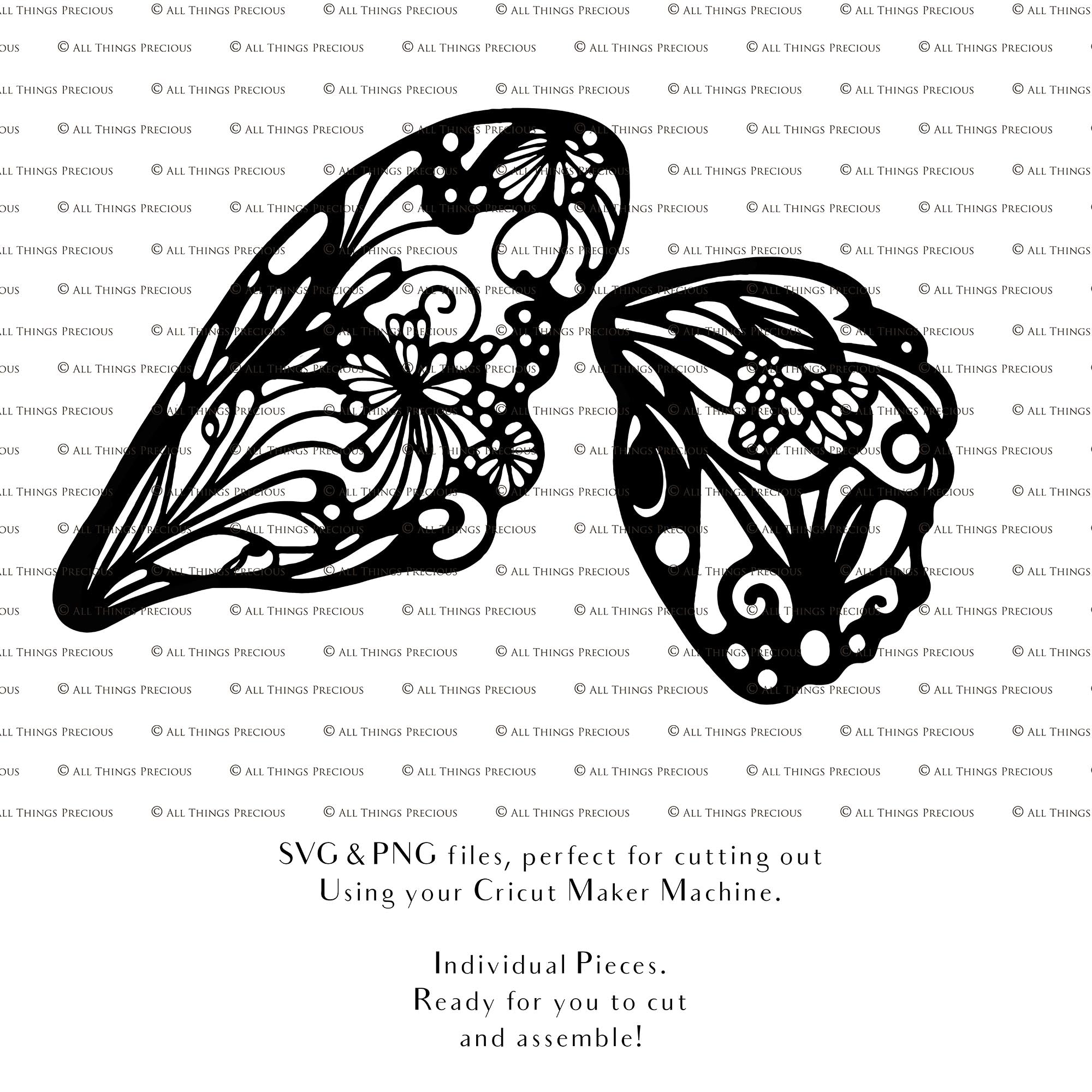 SVG & PNG Fairy Wing files for Cricut or Silhouette Cameo Cutting Machine. To create wearable fairy wings, in adult or children sizes.  Use this graphic design for Halloween Costumes, Fantasy or Cosplay or photography. Use as prints in weddings, engagements or baby shower invitations. for you to cut and assemble. 