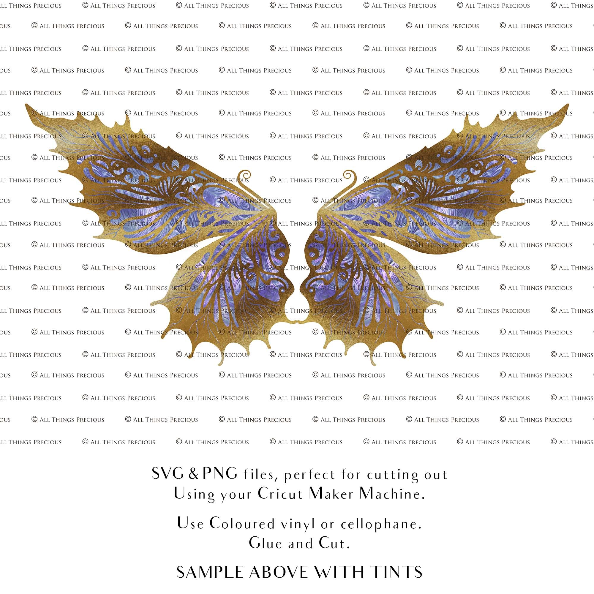 SVG & PNG Fairy Wing files for Cricut or Silhouette Cameo Cutting Machine. To create wearable fairy wings, in adult or children sizes.  Use this graphic design for Halloween Costumes, Fantasy or Cosplay or photography. Use as prints in weddings, engagements or baby shower invitations. for you to cut and assemble. 
